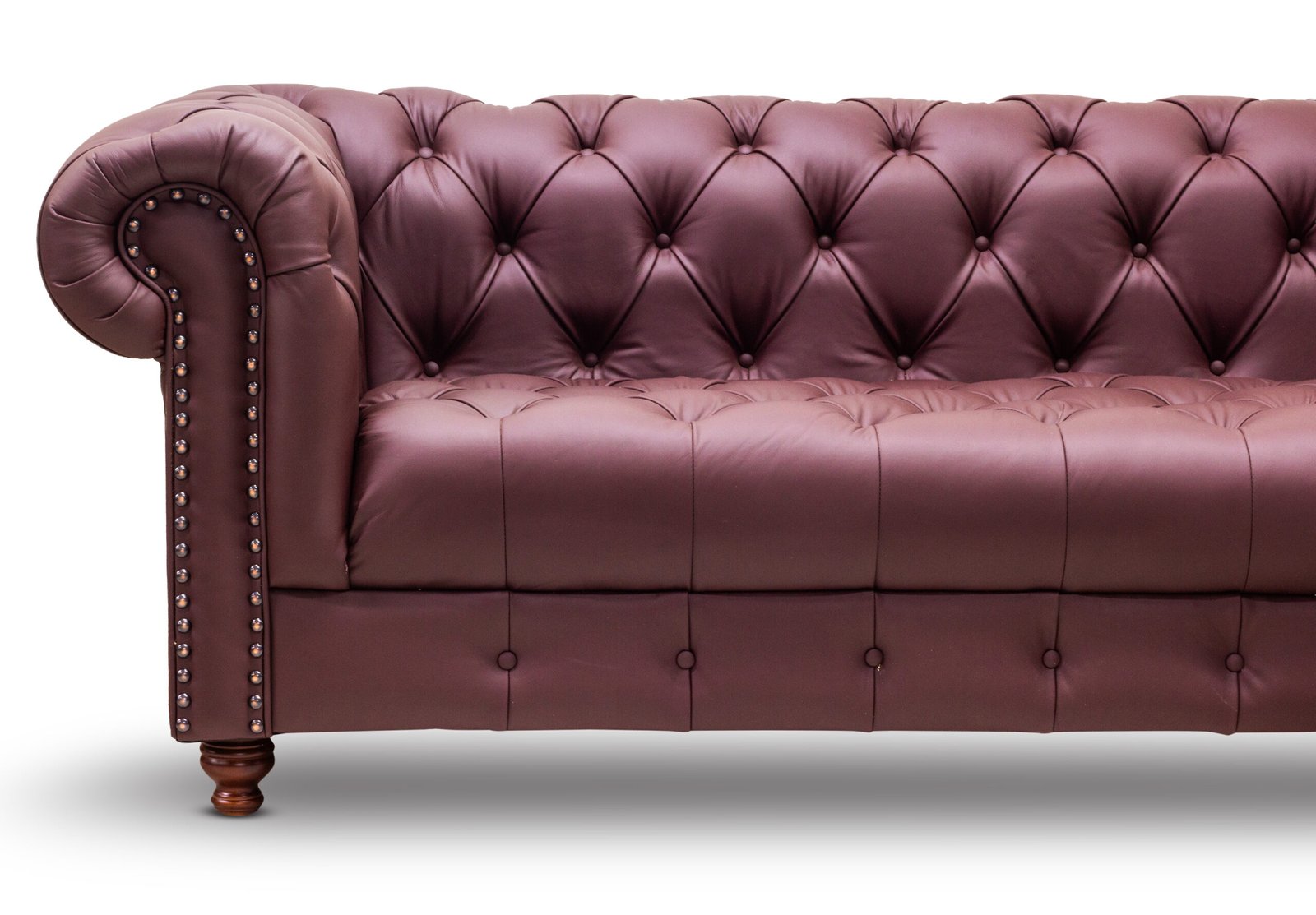 Sofá 4 plazas Chesterfield Vino 100% Piel Genuina Anilina - Imagen 8