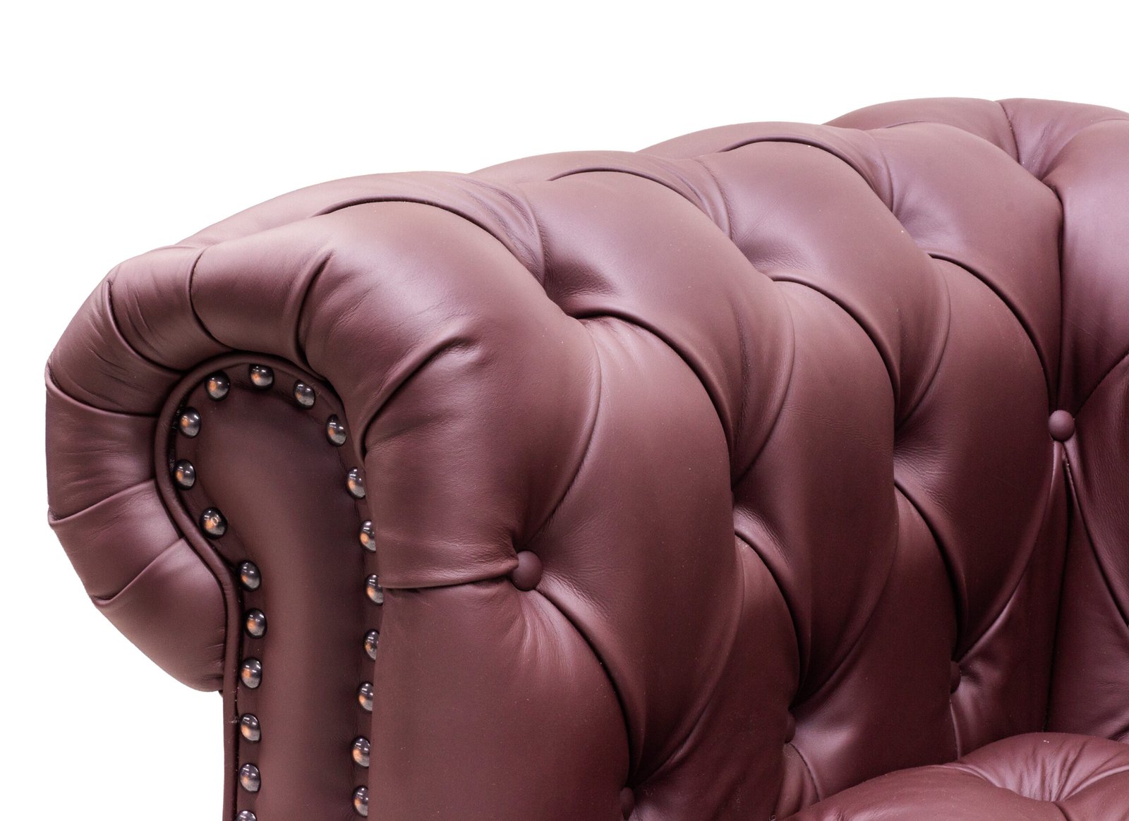 Sofá 4 plazas Chesterfield Vino 100% Piel Genuina Anilina - Imagen 9