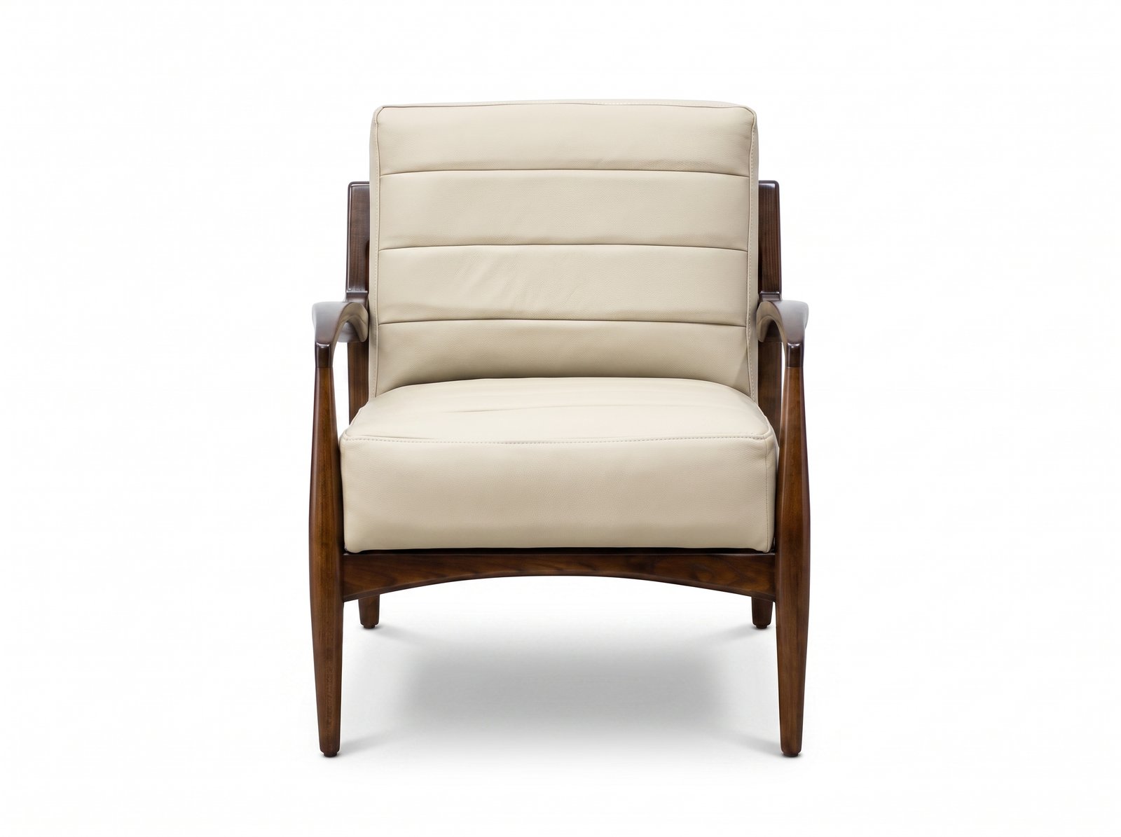 Sillón Gloria Taupe 100% Piel Genuina Madera Fresno
