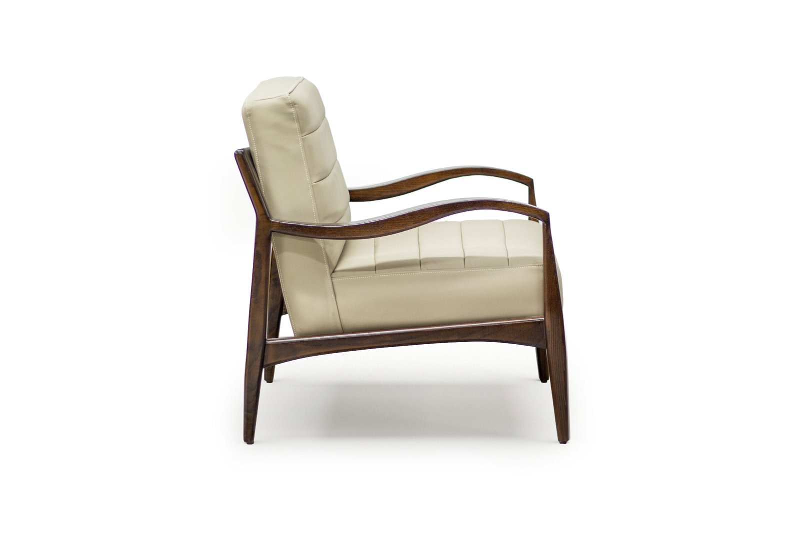 Sillón Gloria Taupe 100% Piel Genuina Madera Fresno - Imagen 3