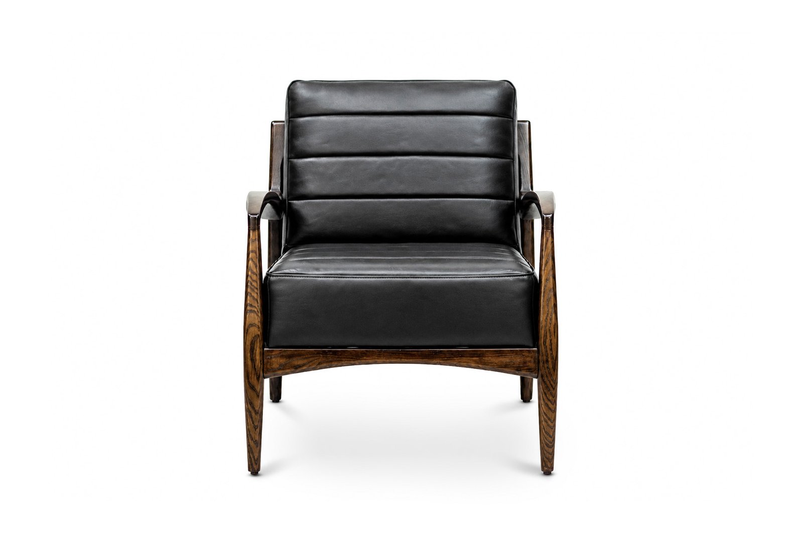 Sillón Gloria Negro 100% Piel Genuina Madera Fresno - Imagen 6