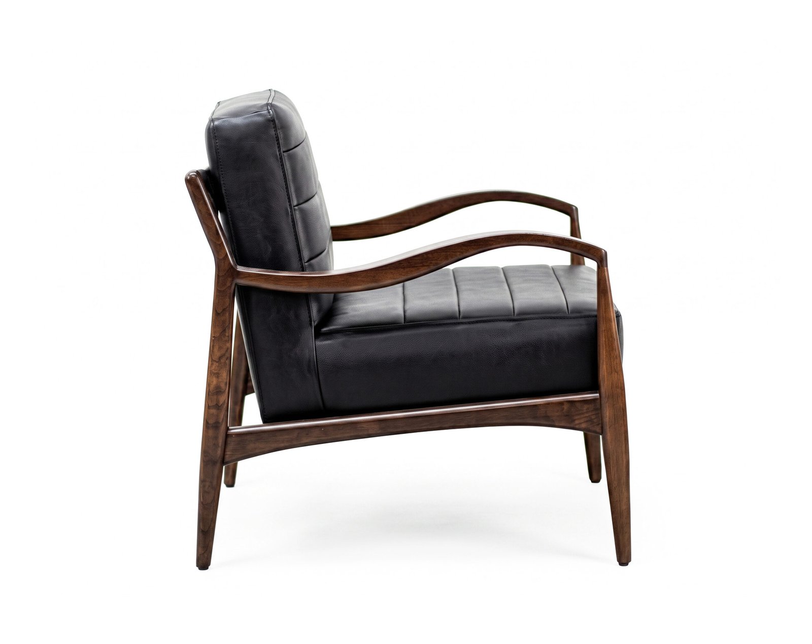 Sillón Gloria Negro 100% Piel Genuina Madera Fresno - Imagen 5