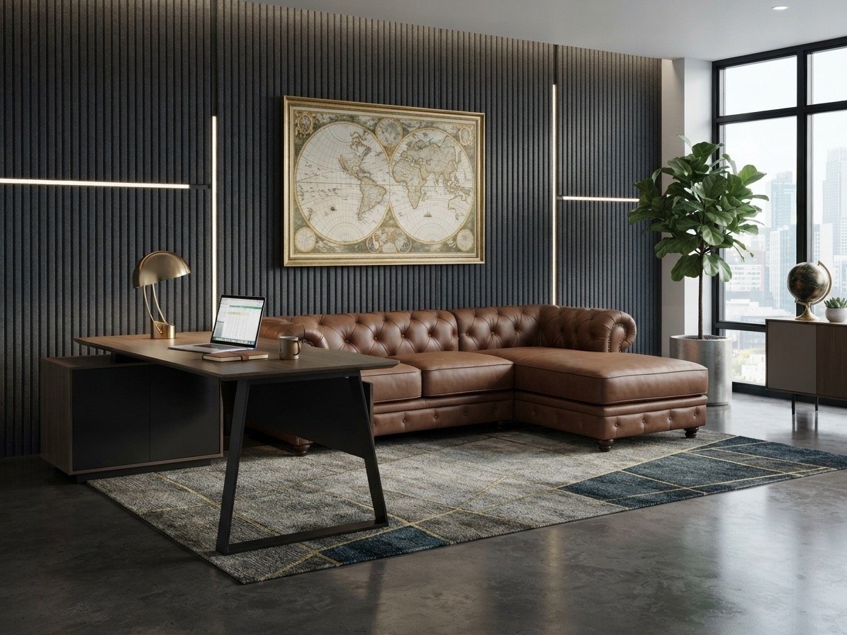 SOFÁ CHESTERFIELD CON CHAISE PIEL GENUINA - Imagen 6
