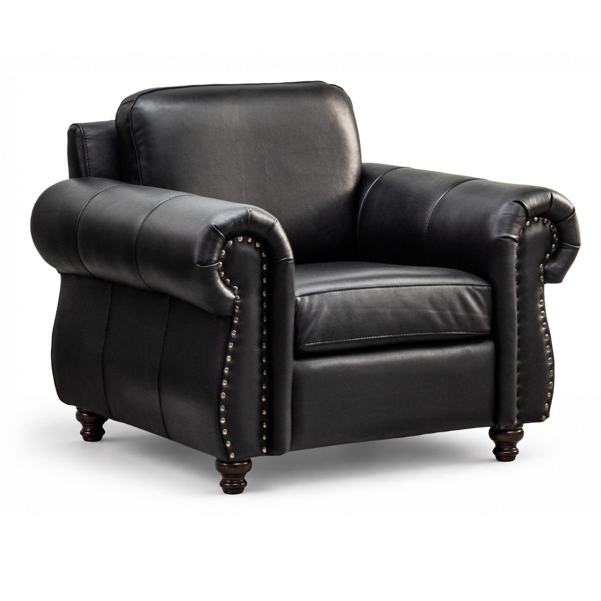 Sillón Lancaster Negro 100% Piel Genuina Anilina - Imagen 2
