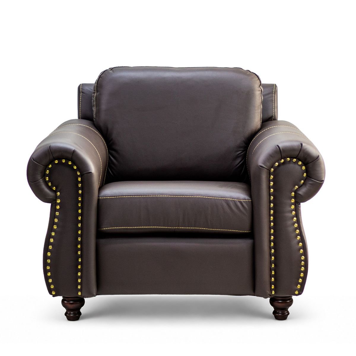 Sillón Lancaster Café Chocolate 100% Piel Genuina Anilina
